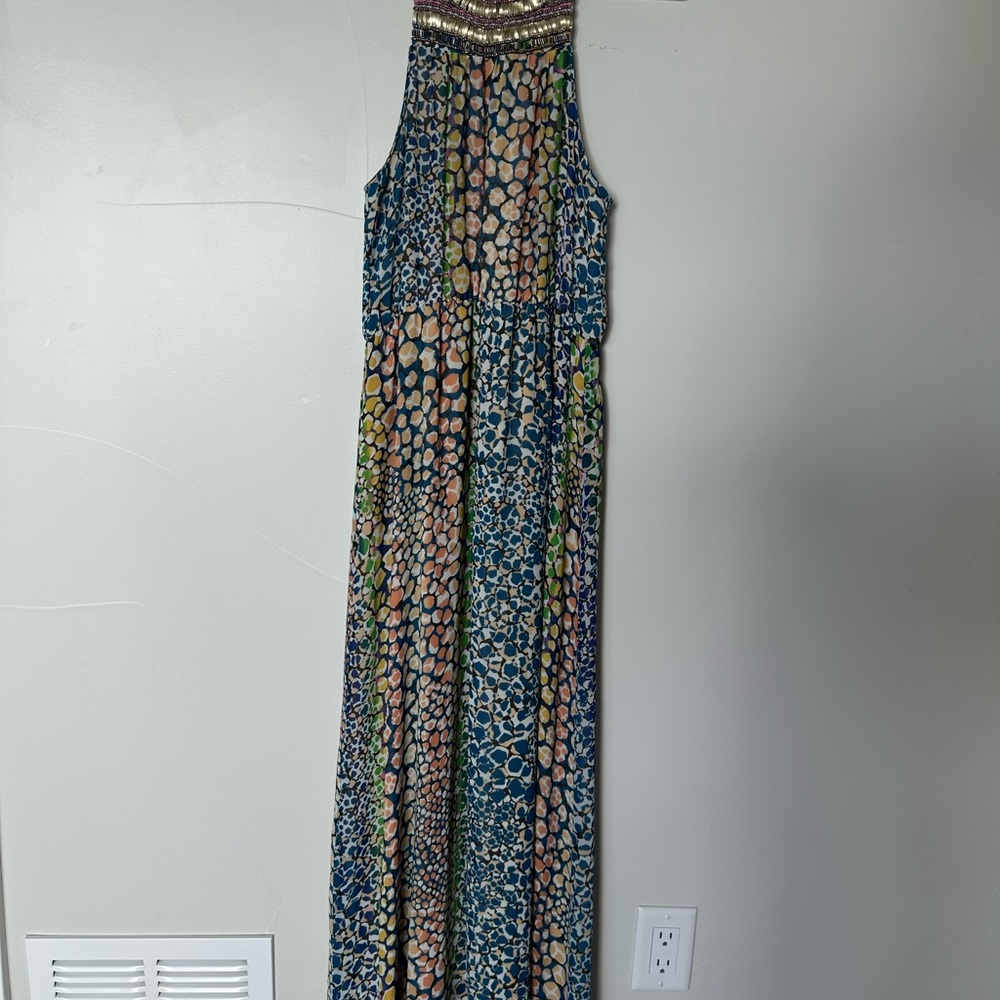 BOHO, Halter, Maxi Anthropologie HD in Paris Multi Color Dress